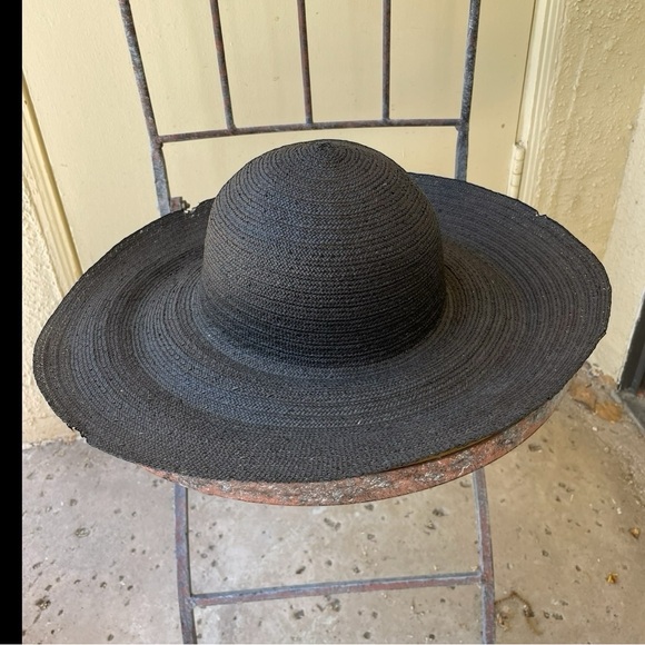 Black Slouch Handwoven Straw Hat - Picture 3 of 7